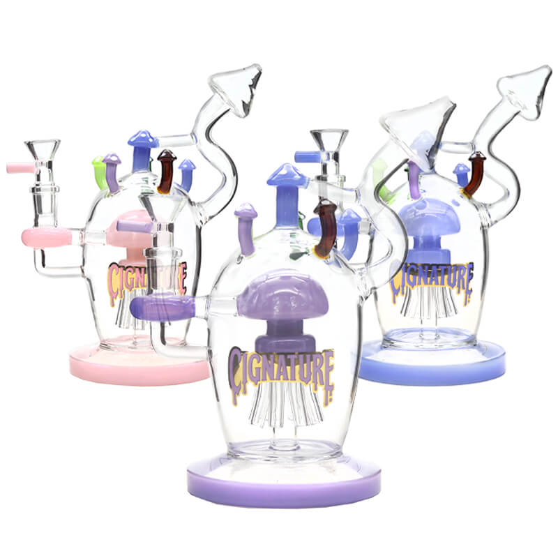 Cignature Mushroom Dome Tree Arm Perc Recycler Waterpipe (MB-1310) | 10 inch | Assorted Colors product image